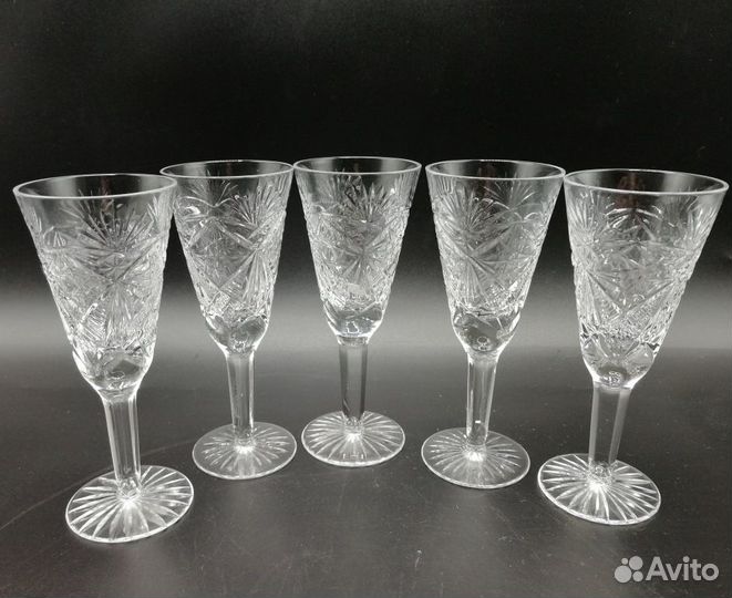 Хрустальные рюмки набор 5 шт / 60 мл хрусталь