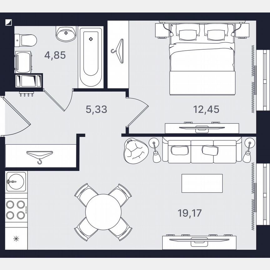 2-к. апартаменты, 41,8 м², 23/24 эт.