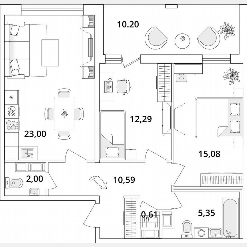 2-к. квартира, 74 м², 18/18 эт.