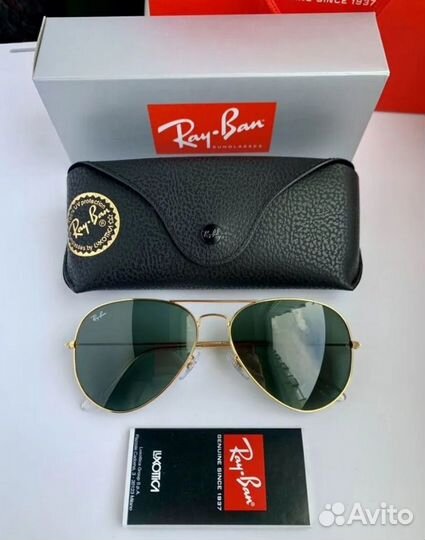 Очки ray ban aviator авиаторы зеленые