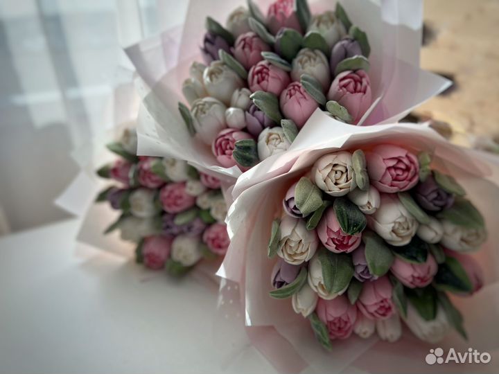 Букет из зефира, зефирные цветы, зефир