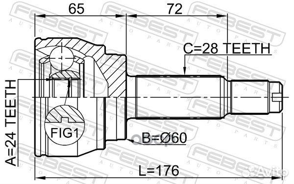 ШРУС наружный 24x60x28 ssang yong rexton 2001-2