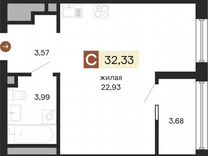Квартира-студия, 32,3 м², 19/25 эт.