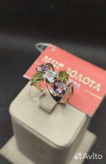 Золотой комплект серьги и кольцо