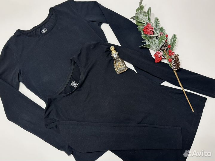 Лонгслив женский черный хлопок 46-48