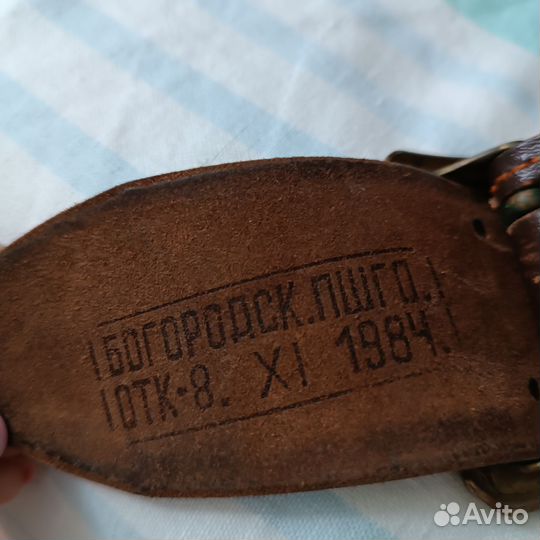 Мужской кожаный ремень винтаж, армейский 1986г
