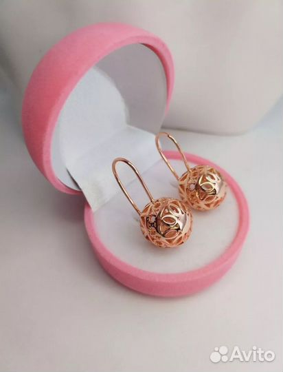 Серьги шары из медицинского золота