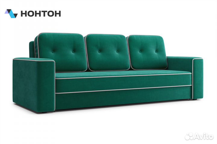 Диван еврокнижка Берген 3-х местный изумрудный