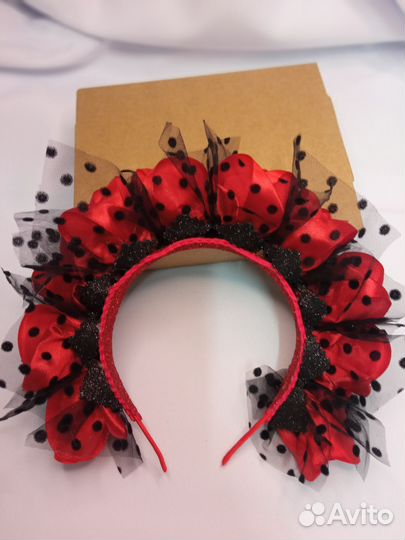 Ободок на Хэллоуин Чёрная роза и Красная роза