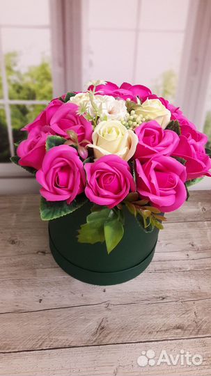 Букет в шляпной коробке