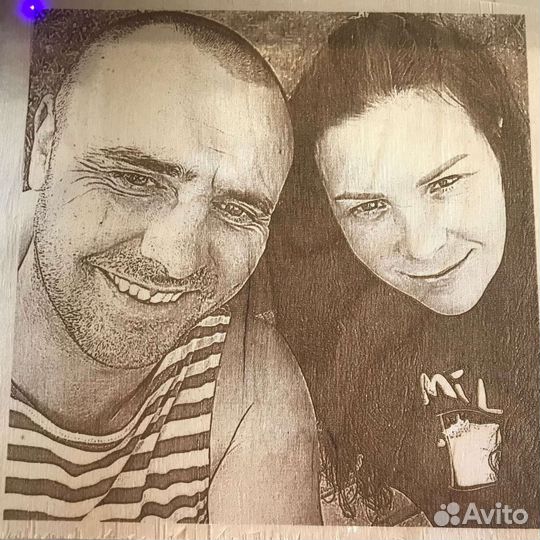 Лазерное выжигание картин, портретов на дереве