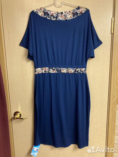 Новое синее платье из вискозы, 52 размер