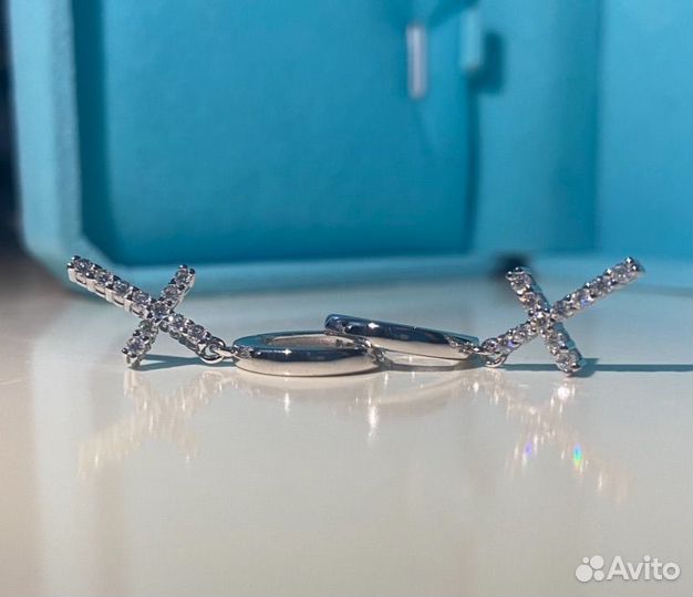 Серьги кресты с бриллиантами муассанитами конго