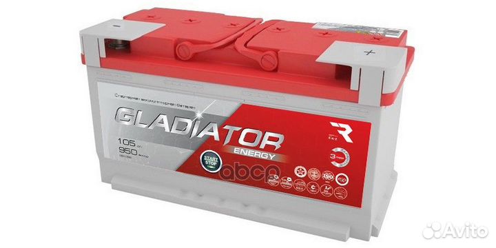 Аккумулятор gladiator Energy 105 Ah, 950 A, 353