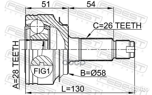 Шрус наружный 28x58x26 honda civic 4D FD1 2006