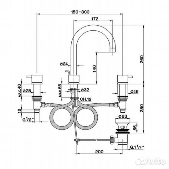 Cisal Less New Смеситель для раковины, на 3 отв