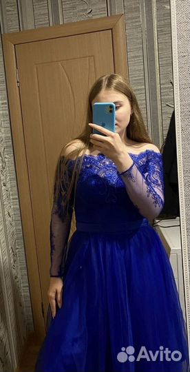 Вечернее платье 46 48 размера синее