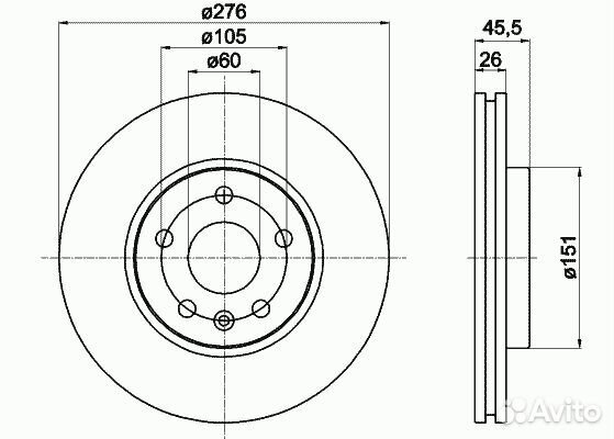 Диски тормозные передние Hi-Q 2 шт Cruze Astra-J