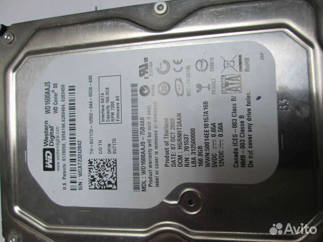 HDD WD1600aajs 160Gb