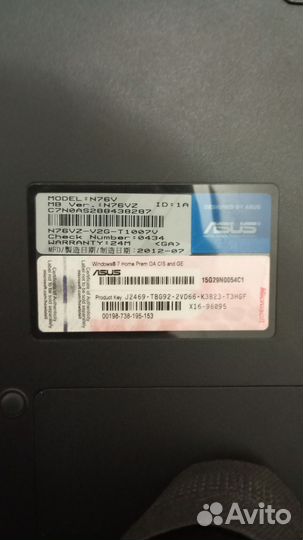 Ноутбук asus n76v