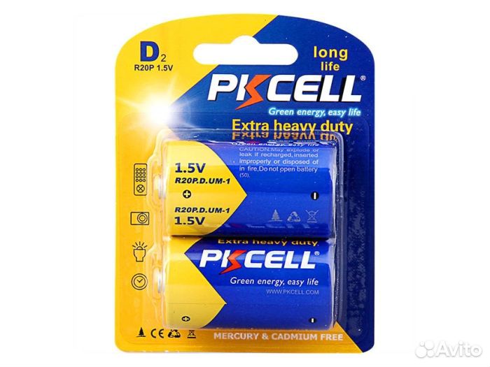 Солевой элемент питания Pkcell R20P-2B тип - D(R2