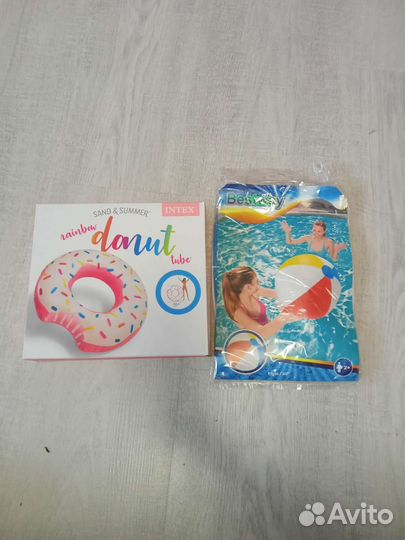 Надувной круг пончик, надувной мяч