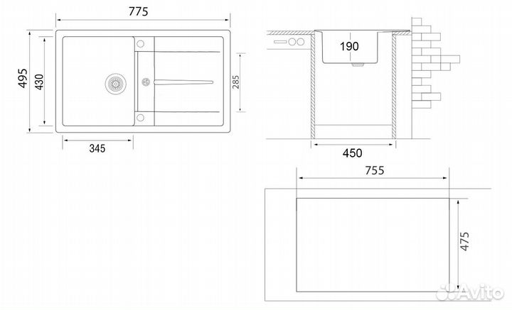 Новая мойка кухонная врезная