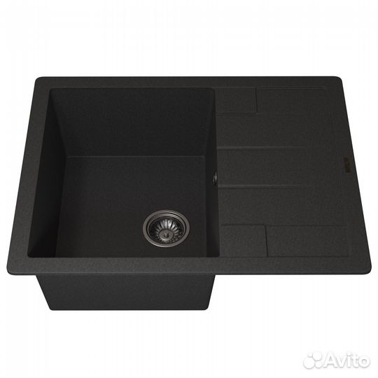 Кухонная мойка кварцевая прямоугольная, черная