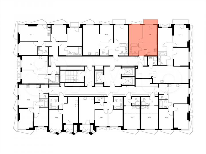 1-к. квартира, 34,1 м², 9/23 эт.