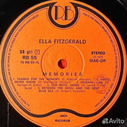 Ella Fitzgerald – Memories (Италия 1976г.)