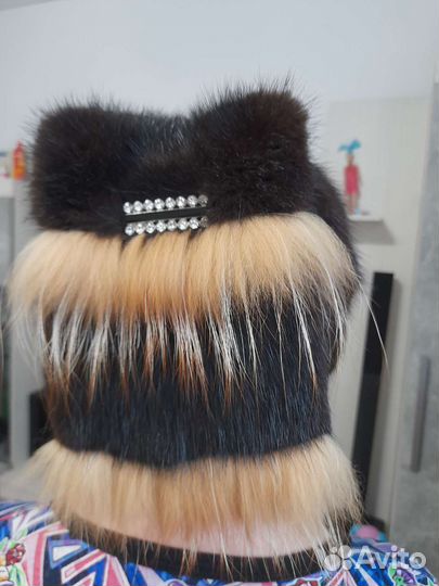 Шапка женская меховая вязаная