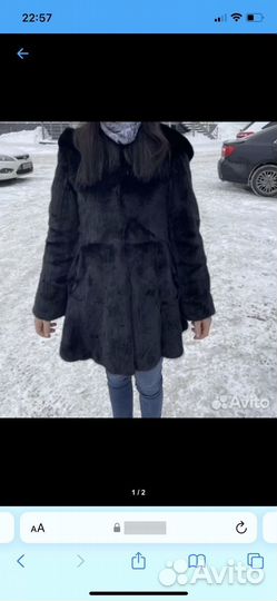 Шуба норковая с капюшоном