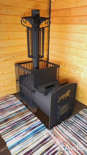 Печь для бани из 530-й трубы с выносной топкой