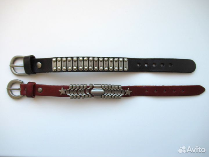 Браслеты мужские кожаные с метал. вставками
