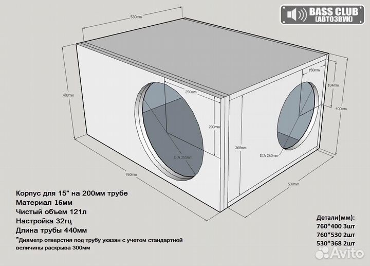 Короб под сабвуфер