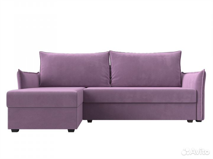 Диван угловой Лига-004 левый угол, микровельвет, сиреневый