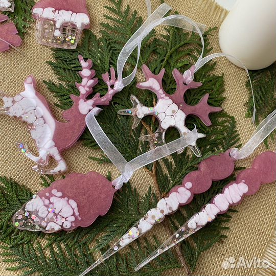 Елочные игрушки из эпоксидной смолы