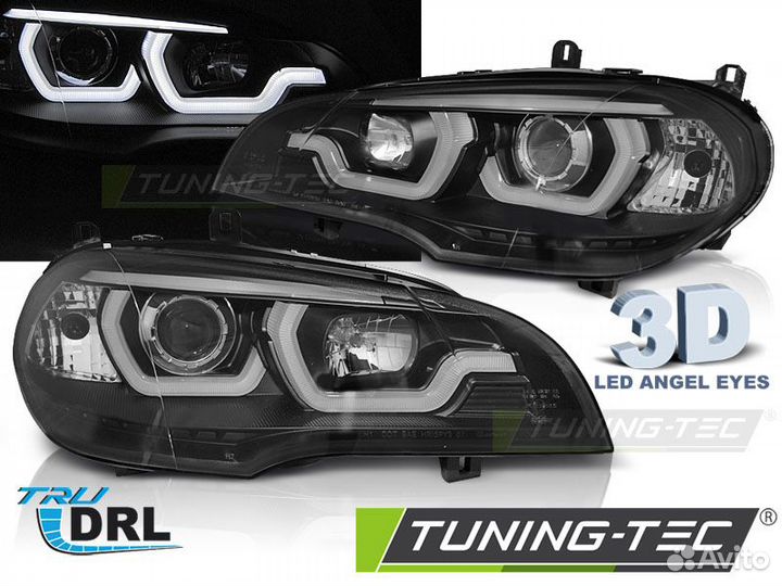 BMW X5 E70 10-13 Фары tube light DRL черные