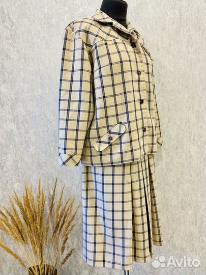 Винтажный костюм женский в клетку 48 50