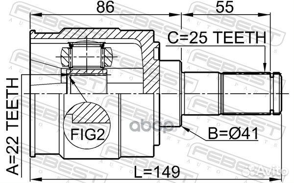 ШРУС внутренний 22X41X25 hyundai I30 08- 2211CE