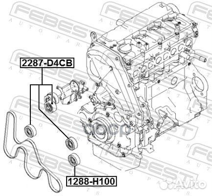 Ролик hyundai H-1 07- обводной 1288h100 Febest