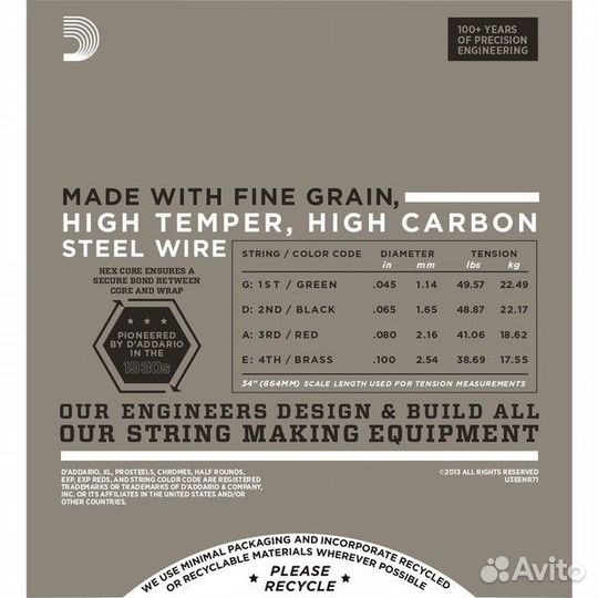 Струны для бас-гитары D'Addario ENR71