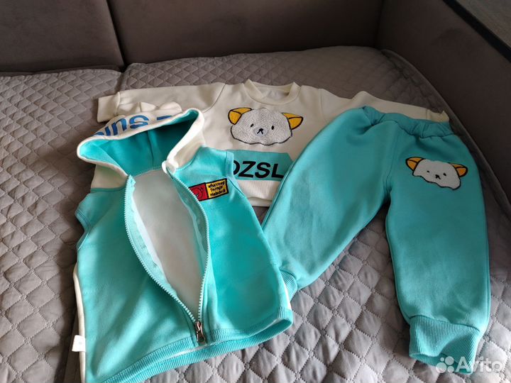 Детский костюм тройка с жилеткой 80