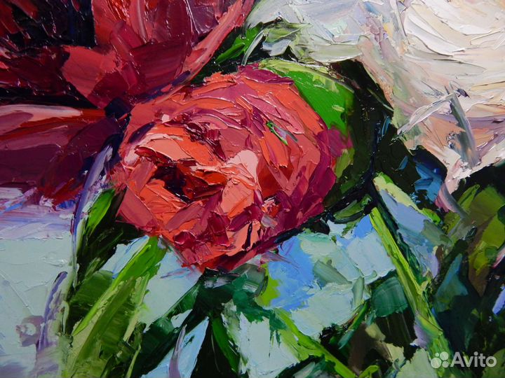 Интерьерная картина с цветами, пионы