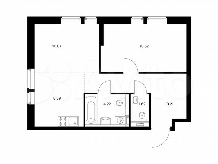 2-к. квартира, 48,8 м², 12/22 эт.