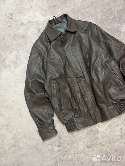 Винтажная кожаная куртка бандитка Италия Бомбер