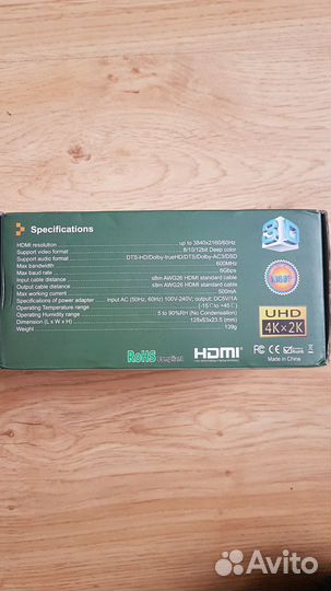 Разветвитель hdmi 4K 1x2