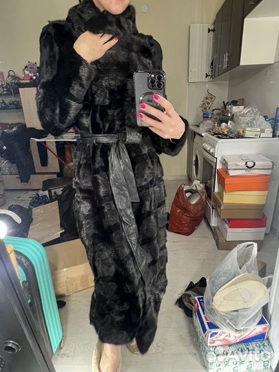 Шуба норковая с капюшоном