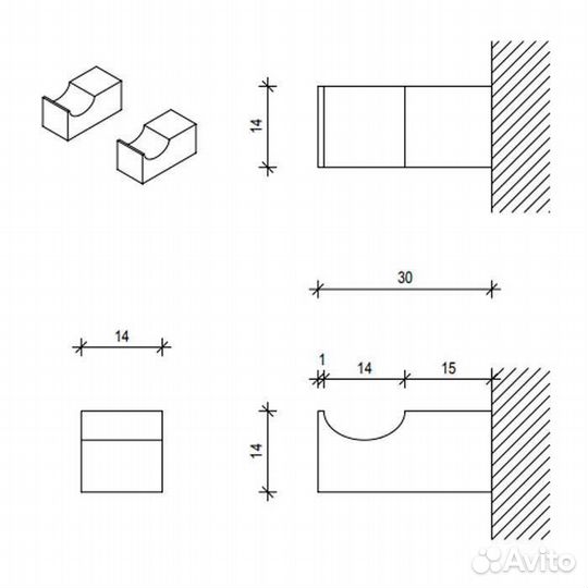 Decor Walther Corner HAK1 Набор крючков 2 шт., подвесной, цвет: черный матовый