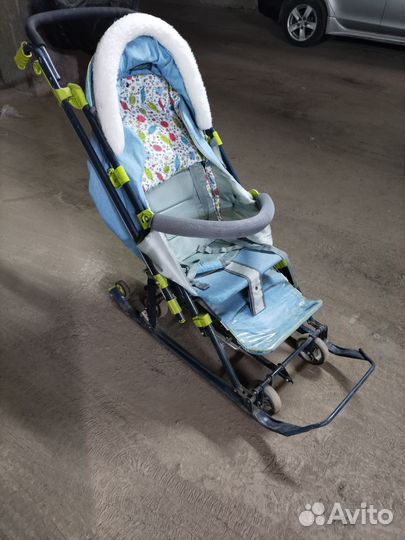 Детские санки коляска с колесами